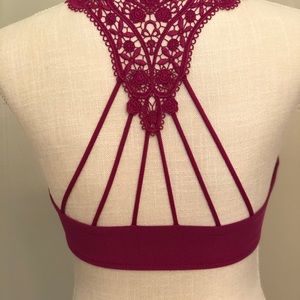 Saki Silver lacy racerback pink bra